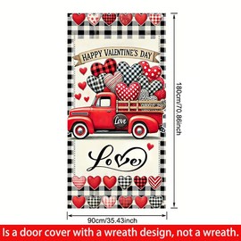 BlissYard - Cubierta para puerta de feliz día de San Valentín, lindo coche, corazón, tablero de ajedrez, fotografía, telón de fondo, suministros de fiesta para el día de San Valentín, boda,