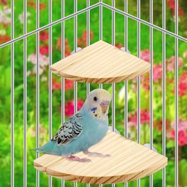 Bird Perch Platform Stand, Wood Cage Platform for Parakeet Cockatiel Budgie, 2 Pack