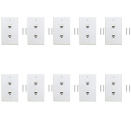 10 Pack 2 Port Ethernet Wall Plate, Cat6 Female to Female Wall Jack RJ45 Inline Coupler Wall Outlet, White