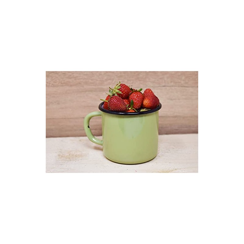 Madacha 2 x 250ml Metal Enamel Mugs Lime Green