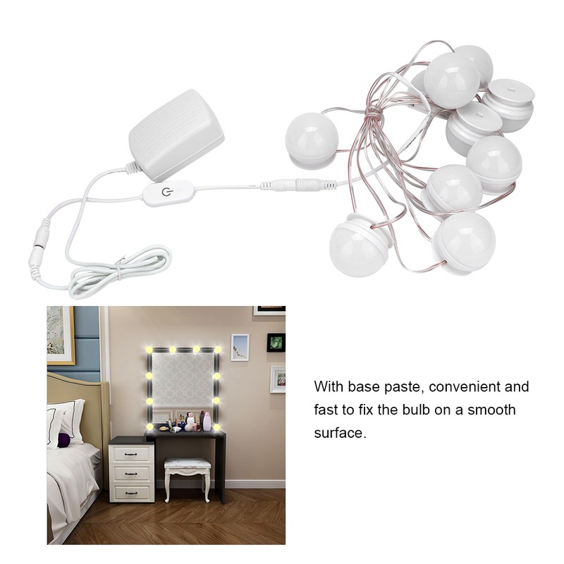 10 LED Dressing Table Makeup Lamp Bathroom Toilet Punch Free