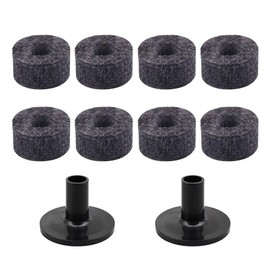 1 Set Drum Stand Sleeves Pads, 8Pcs Cymbal Felts and 2Pcs Sleeves Set for Most Drum Set (Black)