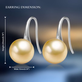 JAXXEL Gold Pearl Earrings for Women,Pearl Drop Earrings 18K White Gold Plated Hypoallergenic Earrings Pearl Drop Earrings Fine Jewelry for Women Size 10MM
