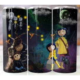 Handmade Coraline Inspired Tumbler 20oz Stainless Steel Insulated Spooky Movie Cup