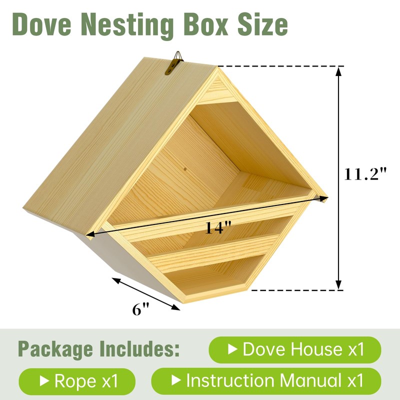 Nalwort Dove Nesting Box, Solid Wood Mourning Dove Nesting Box,