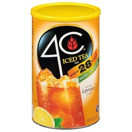 4C Powdered Drink Mix Cannisters, Lemon Tea, 28 Quarts, Family Sized Cannister, Thirst Quenching & Refreshing Flavors (Lemon Iced Tea, 66.1 Ounce (Pack of 2))