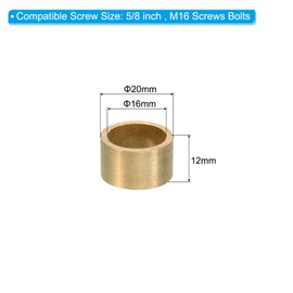 PATIKIL M16 Brass Spacer, Pack of 2 Metal Spacers Brass 16 mm ID x 20 mm OD x 12 mm L Brass Spacer Screw Spacer for 5/8 Inch or M16 Screw