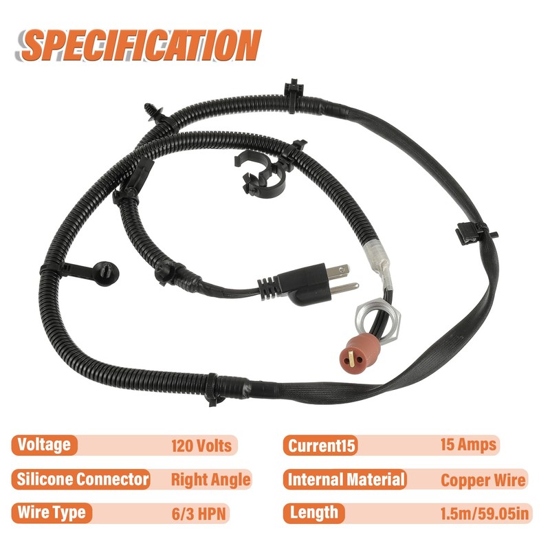 JAMHER 68223419AA Engine Block Heater Cord Compatible with 2014-2018 Dodge
