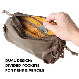 LOCHBY Venture Pouch | Multipurpose Tactical Mini Tool Bag | Durable Water Resistant Waxed Canvas | Dual-Sided Zipper Pouch | For Motorcycle, Bike, EDC, Pen, Pencil, Art, Tech & Travel