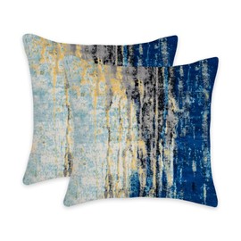 eshabear Pillow Covers 18x18 Inch Set of 2 Blue and Yellow Katharina Area Rug Pattern Throw Pillow Covers for Sofa Couch Garden Bedroom Home Decor (18x18, Blue and Yellow)