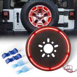 LEDMIRCY Spare Tire Brake Light 3rd Third Brake Light Rear Wheel Lights Tail Light LED Ring Red Light for Wrangler JK 2007-2018 2018-2019 1987-2021 JKU JLU
