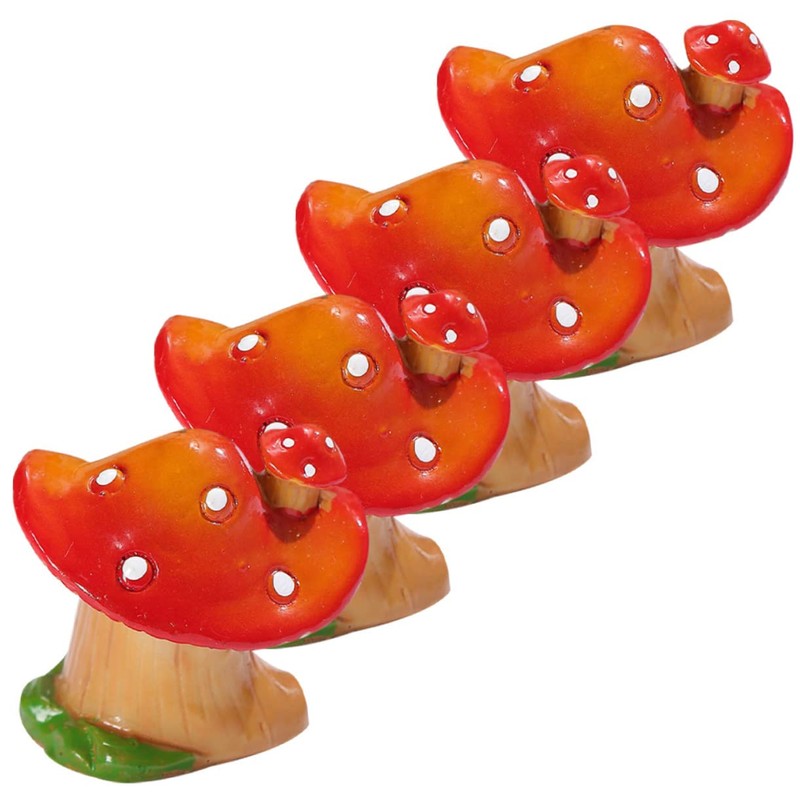 Kisangel 4sets Lawn Ornaments Mini Mushroom Figurines Realistic Tiny Mushrooms