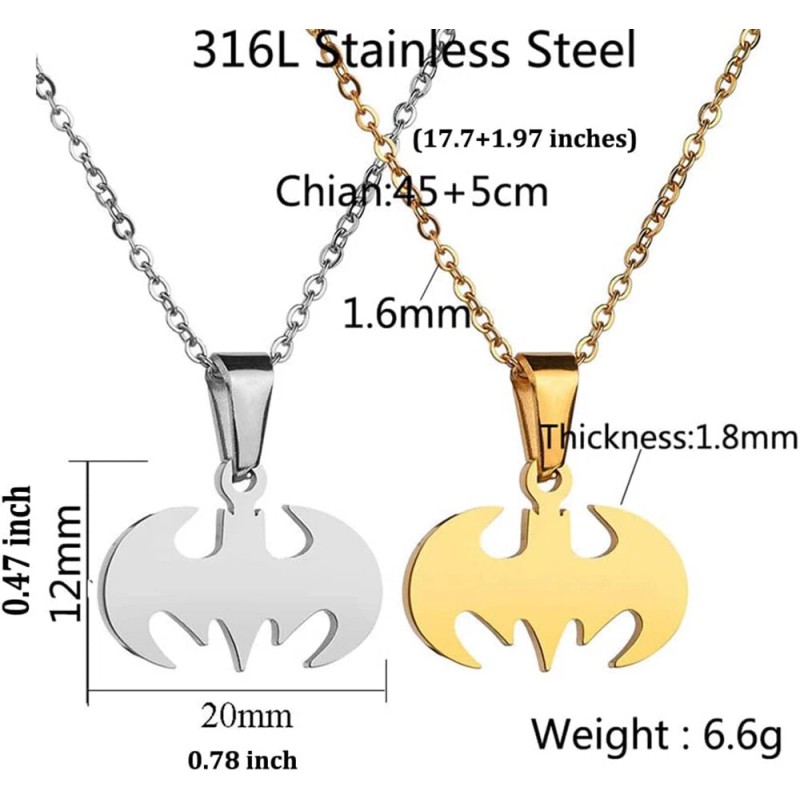 Unbranded Bat Pendant Necklace Creative Stainless Steel Necklace Jewelry Gift