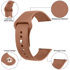 Vancle for Garmin Forerunner 55/165/245 Band, 20mm Soft Silicone Sport Replacement Strap (Brown)