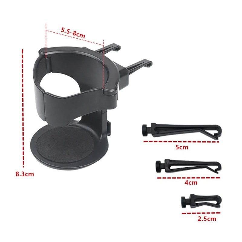 CuiCanfla PVC Cup Holder Expander, Black, Adjustable Base, Fits Horizontal