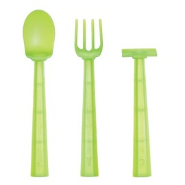 Constructive Eating Training Utensils - Made in USA - Space Alien Green - UFO