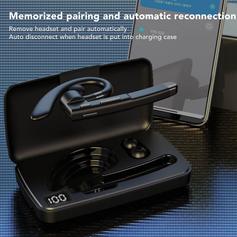 Bluetooth Earpiece Noise Canceling Waterproof Digital Power Display Wireless Headset