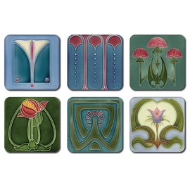Art Nouveau Tiles Coasters - Square - Set of 6