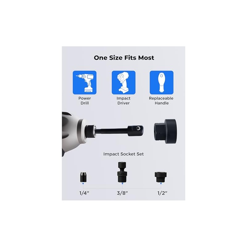 toolant Impact Socket Adapter Set, 3 pcs, 1/4", 3/8", 1/2"