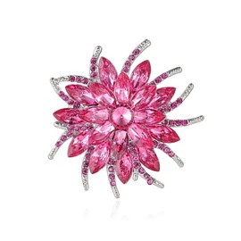 Rhinestone Flower brooch Pin Large Crystal Flower brooch Lapel Pins Wedding Party Birthday Dance Banquet Dress Suit Ceremony Clothes Hat Bag Accessories Jewelry for Women (Rose Red)