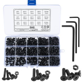 500pcs M3 M4 M5 Hex Socket Countersunk Bolt Set Hex Socket Screw Set Hex Screw Countersunk Head Bolts Pan Head Bolts and Nuts Alloy Steel Repair Tools