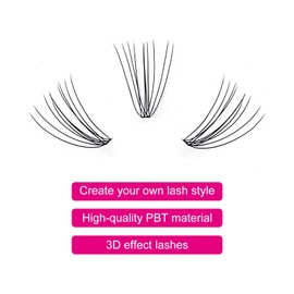 Cluster Eyelashes, Individual, 10 Roots, 0.07mm C-curl, 10mm, Medium Length, Fadlash 120 pcs, Eyelashes, Self-Application, DIY Individual Cluster Eyelashes (10D-0.07-C, 10mm)