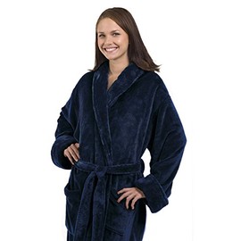 Terry Town RP2007-NAVY-OS Tahoe Micro Fleece Shawl Collar Robe, One Size, Navy