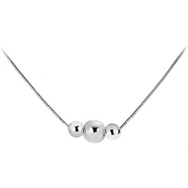 Cape Cod Jewelry-CCJ Graduated 3 Ball Bead Necklace 18 Inch Snake Chain SilverTone