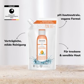 lavera Refill Bag Body Wash Revitalising - shower gel - organic orange & organic mint - skin-friendly & gentle cleansing - sunny-fresh orange scent - natural cosmetics - vegan - organic (1 x 500 ml)