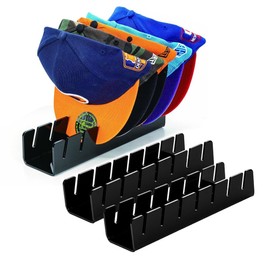 3 Pack Hat Stand for Baseball Caps Display and Organizer, Acrylic Hat Rack, Hat Rack Organizer Holds,No Install Acrylic Hat Holder for 14 Baseball Caps for Door, Closet, Bedroom (Black)