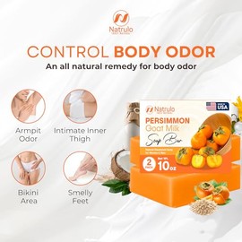 Persimmon Soap Bar for Body Odor Control – Purifying Deodorizing Body Wash with Goat Milk for Eliminating Nonenal Body Odor – Great for Skin Brighteni