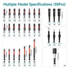 YOSIGHT 35Pcs Impact Driver Bits Set with a Storage Case, 28 Magnetic Screwdriver Bits, 3 Hex Countersink Drill Bits, 3 Sockets, Quick Change Chuck, for Power Screwdrivers Electric Drill Drivers