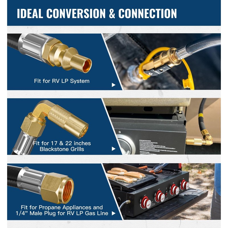 CALPOSE 15FT RV Quick Connect Propane Hose