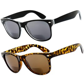 The Fresh Deluxe Bifocal Reading Sunglasses Comfortable Stylish Spring Hinge Sun Readers (Black*1 & Demi*1, 1.25)