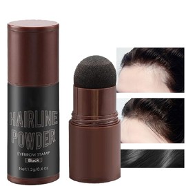 Hair Powder, Hairline Powder Hair Root Touch Up, Quickly Cover Hairline Eyebrows & Beard Line,Thin Hair Root Dye Touch Up, Windproof & Sweatproof, Hairline Powder for Women & Men (Black)
