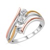 TJC Moissanite Bypass Ring for Women in Platinum Yellow Gold