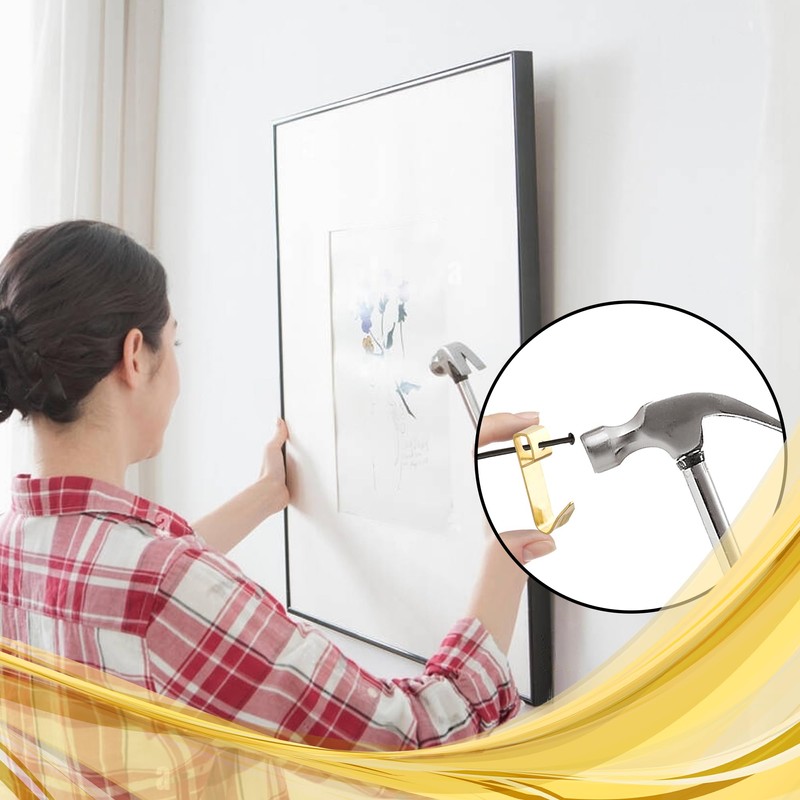Hardware-Solutions 100 PCS Single Brass Plated Steel Picture Hooks with