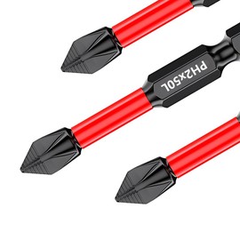 Saipor 10pcs 2"/50mm PH2 Anti Slip Phillips Bit #2 Insert Bits, Magnetic Phillips Screwdriver Bit Set, Strong Magnetism Drill Bits, 1/4 Inch Hex Shank TS2 Steel Cross Impact Screws Driver Bits