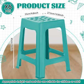 Leinuosen 6 Pcs Plastic Stool for Classroom 18 Inch Stackable School Stools Modern Portable Nesting Chair for Kids Students Classroom School Home Office (Teal)