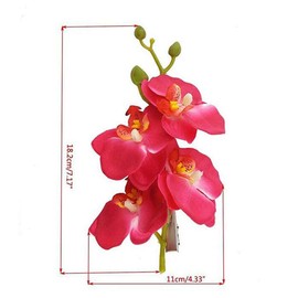 2PCS Hawaiian Orchid Flower Hair Clips Flowers Alligator Clips Hairpins Holiday Travel Wedding Decoration Hair Accessories For Women Lady Bridal (Red)