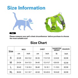 Muecleao Cat Harness with Lead, Escape Proof, Cat Lead with Harness for Cats, Adjustable Cat Harness, Cat Collar with Reflective Strips for Outdoor Use (Fluorescent Green, S)