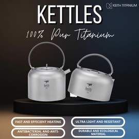 Keith Titanium Kettle - Premium Lightweight Camping Kettle for Boiling Water, Tea and Coffee - Robust, Heat-Resistant Portable Kettle with Intelligent Spout Opening (1.5L)