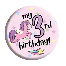 Birthday Unicorn Badge 3rd Birthday 3 Today For Girls In Pink