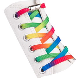 Sulpo Flat No Tie Shoelaces, Elastic Shoelaces with Metal Aglets, with Quick Release, Rubber Shoelaces for Adults and Children, rainbow