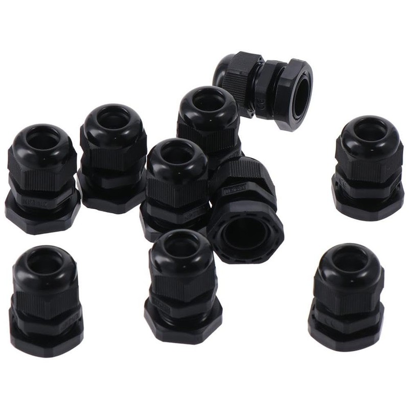 Fudeshe Conduit Fittings,Strain Relief Cord Connector 10 Pcs Plastic Black