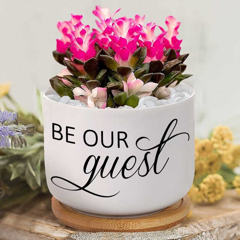 DecStic Be Our Guest Ceramic Planters Bible Verse Planters for