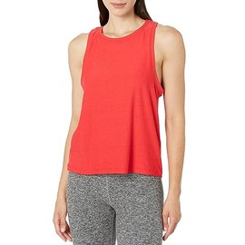 Beyond Yoga® Featherweight Rebalance Tank Top – Relaxed Fit – Ribbed Crew Neckline – Straight Hem Tank Candy Apple Red Heather SM One Size