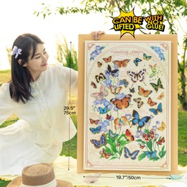 Butterfly Puzzles for Adults 1000 Pieces, MOMIBOOK Jigsaw Puzzles, Painting Image Funny Puzzle for Women, Relieve Stress, Prevent Senile Dementia, Improve Collaboration Skills