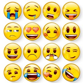 MORCART Pack of 16 Emoji Magnets Smiley Fridge Magnets Decoration for Locker, Whiteboard, Decorative Magnetic Board, Cabinets, Classroom, Office