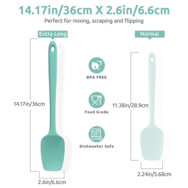 U-Taste Extra-Long 600ºF Heat Resistant Spatula Spoon: 14" Silicone Spoonula